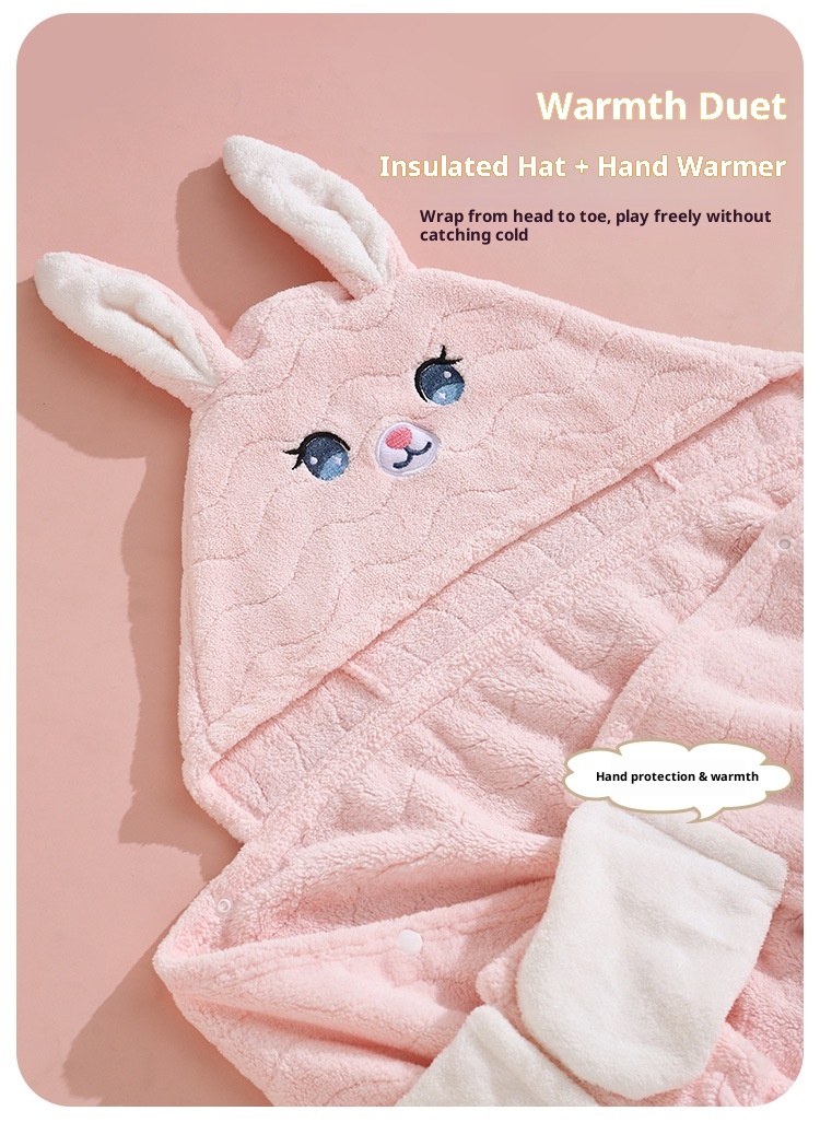 Toalla de baño transfronteriza Lillian, clase A, de forro polar coral, capa infantil con dibujos animados, capa con capucha ponible y envolvente_voghion.com