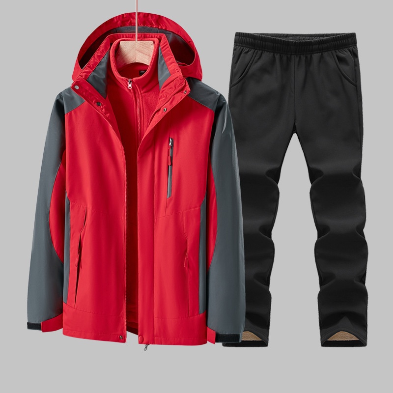 001 Outdoor Jacket Women Three-in-One Suit Men Fleece-Lined Thickened Detachable Two-Piece Set Warm Windproof Plu Size_voghion.com