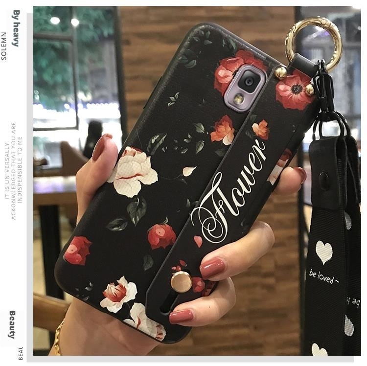 TechGlobe Adatto per Samsung Note3/N9008 Supporto da polso con cordino Custodia morbida protettiva in silicone serie Flower_voghion.com