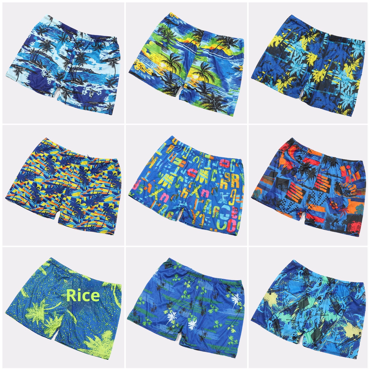 001 Boxer Print Adult Swim Anti-Embarrassment Swimwear Men's Swimming Trunks Plus Size_voghion.com