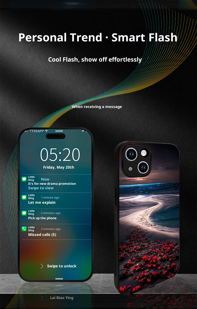 TechGlobe Incoming Call Light-Up Compatible With Glass Shockproof Case For Men And Women Internet Celebrity Personality_voghion.com