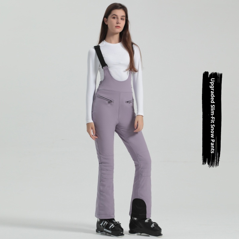 001 Nieuwe damesski met banden, dubbel board, cross-border, rekbaar, slim fit, winddicht, waterdicht, outdoor zwart warm_voghion.com