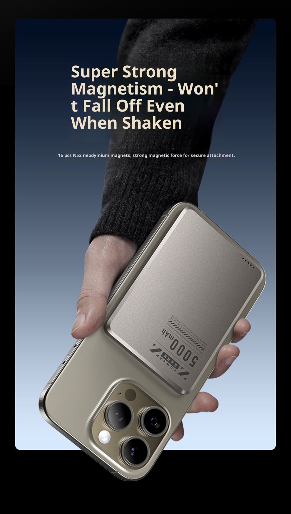 techglobe Neue ultradünne magnetische Powerbank aus Aluminiumlegierung mit 5000 mAh Kapazität, kabellosem Schnellladen, mobiler Stromversorgung (Großhandel)_voghion.com