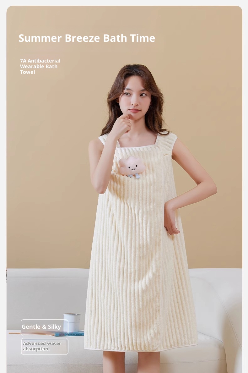 Lillian, um novo roupão de banho vestível com estampa de desenho animado fofo, mais absorvente e de secagem rápida do que o algodão puro. Ideal para uso em casa ou em casa._voghion.com