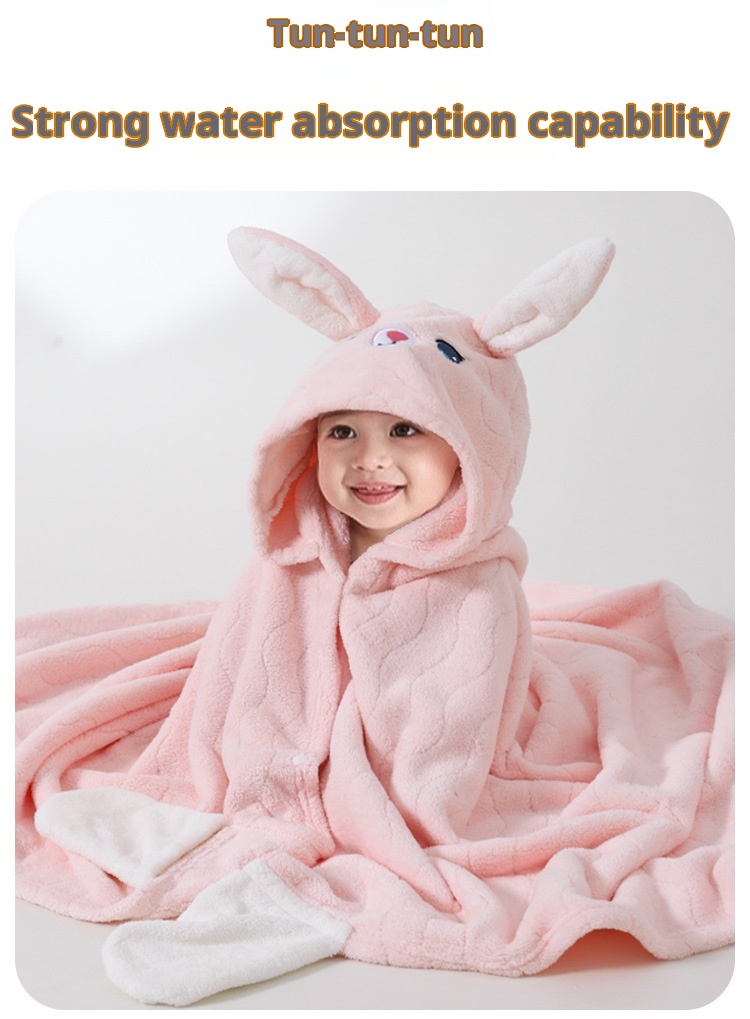 Toalla de baño transfronteriza Lillian, clase A, de forro polar coral, capa infantil con dibujos animados, capa con capucha ponible y envolvente_voghion.com