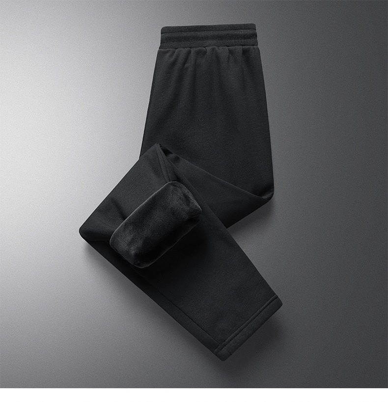 Pantaloni sportivi caldi da uomo, larghi, in cotone, di grandi dimensioni, casual, da ragazzo, autunno inverno, foderati in pile, semplici pantaloni della tuta di colore solido_voghion.com