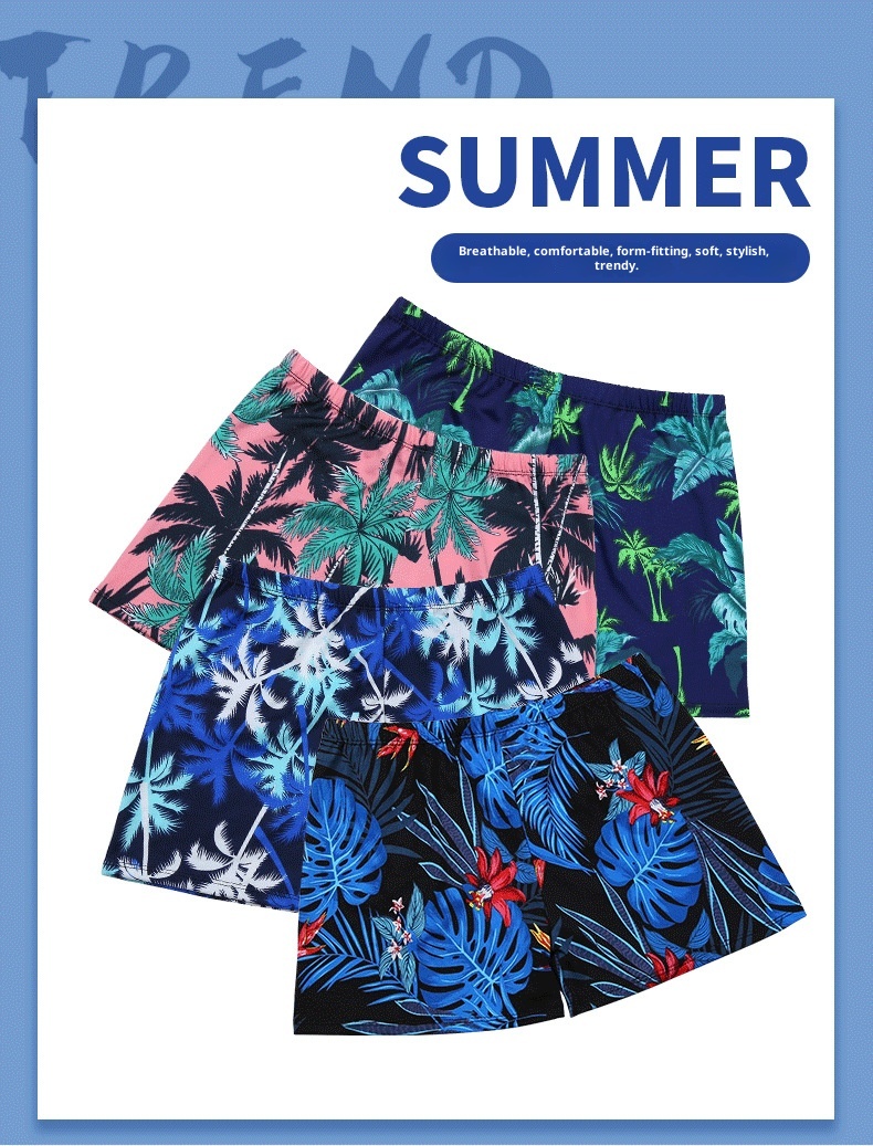 001 Adult Men's New Beach Swimming Pool Hot Spring Fashion Printed Comfortable Breathable Milk Silk Swim Trunks_voghion.com
