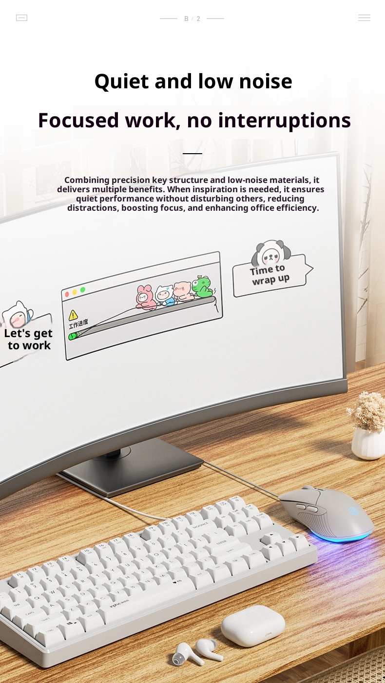 Souris filaire Digitex Inphic B2 silencieuse et ergonomique mécanique pour ordinateur portable, jeux et e-sport._voghion.com