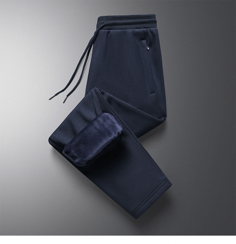 Pantaloni sportivi caldi da uomo, larghi, in cotone, di grandi dimensioni, casual, da ragazzo, autunno inverno, foderati in pile, semplici pantaloni della tuta di colore solido_voghion.com
