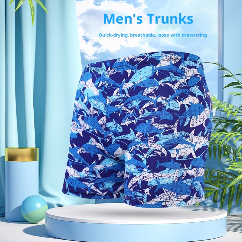 001 Hot-Selling Trunks For Adults, Men's Plus Size Anti-Embarrassment Boxer Shorts, Printed Beach And Hot Spring Swimming_voghion.com