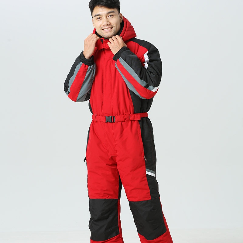 001 Cross-Border Source New Adult Unisex One-Piece Suit Solid Color Warm Hooded Ski Jacket And Pants Manufacturer Wholesale_voghion.com