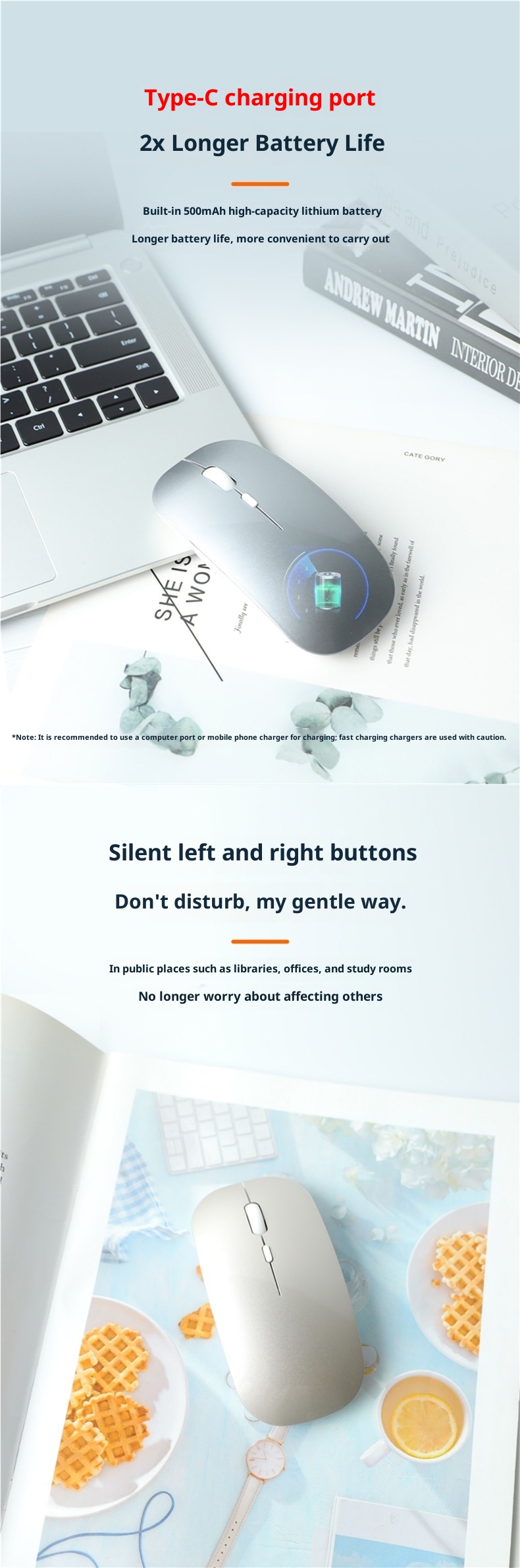 Souris sans fil Digitex compatible avec ordinateurs portables, tablettes et PC (USB-C). Vente directe du fabricant. Un exemplaire offert._voghion.com