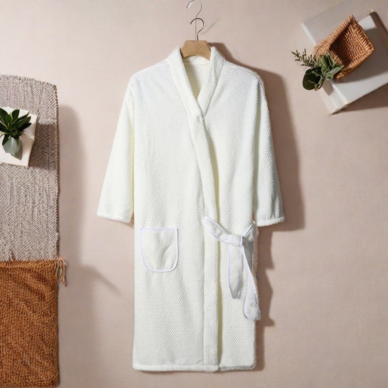 Gonna da bagno Lillian Towel, autunno inverno, unisex, in pile corallo, con maniche a griglia di ananas, extra lunga, spessa, ampia, accappatoio_voghion.com