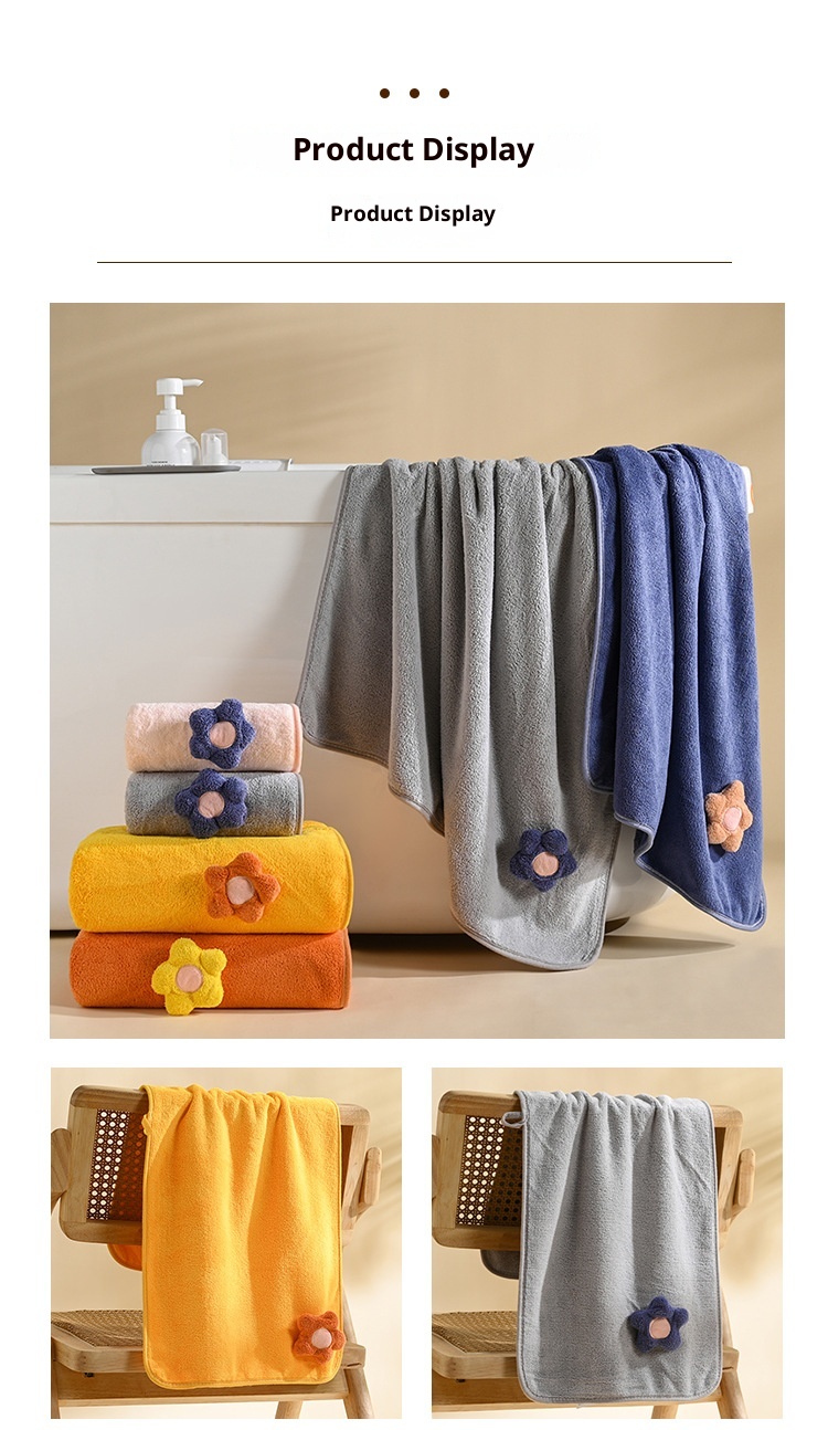 Lillian New Coral Fleece Bath Set Flower Household Face Thickened Absorbent Gift Towel Wholesale_voghion.com