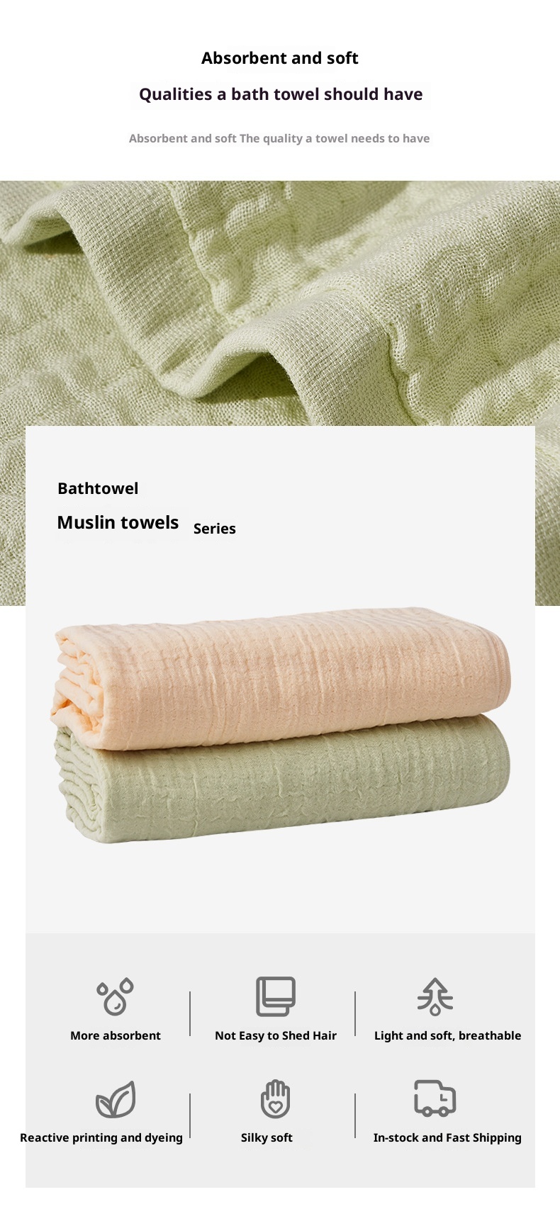 Lillian Pure Six-Layer Gauze Bath Towel Baby Multi-Functional High-Density Combed Cotton Blanket Large Size Absorbent Soft_voghion.com