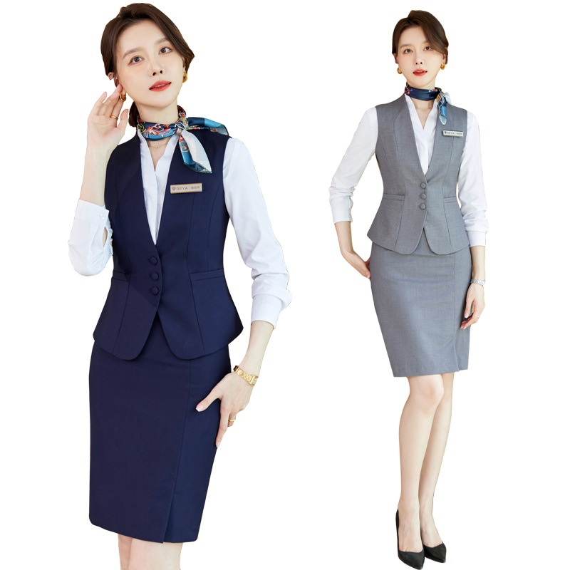 ChicShe Completo da donna formale professionale di alta gamma per gioielleria, reception, hotel, responsabile della reception, abbigliamento da lavoro, gilet primaverile_voghion.com