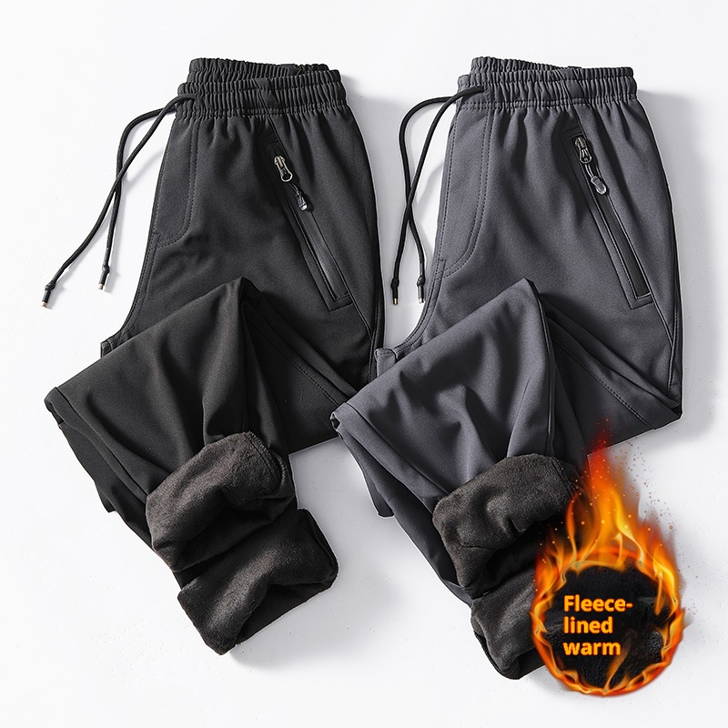 001 Winter Fleece-Lined Softshell Pants For Men And Women, Outdoor Windproof Waterproof Thickened Warm Sports Hiking Pants,_voghion.com