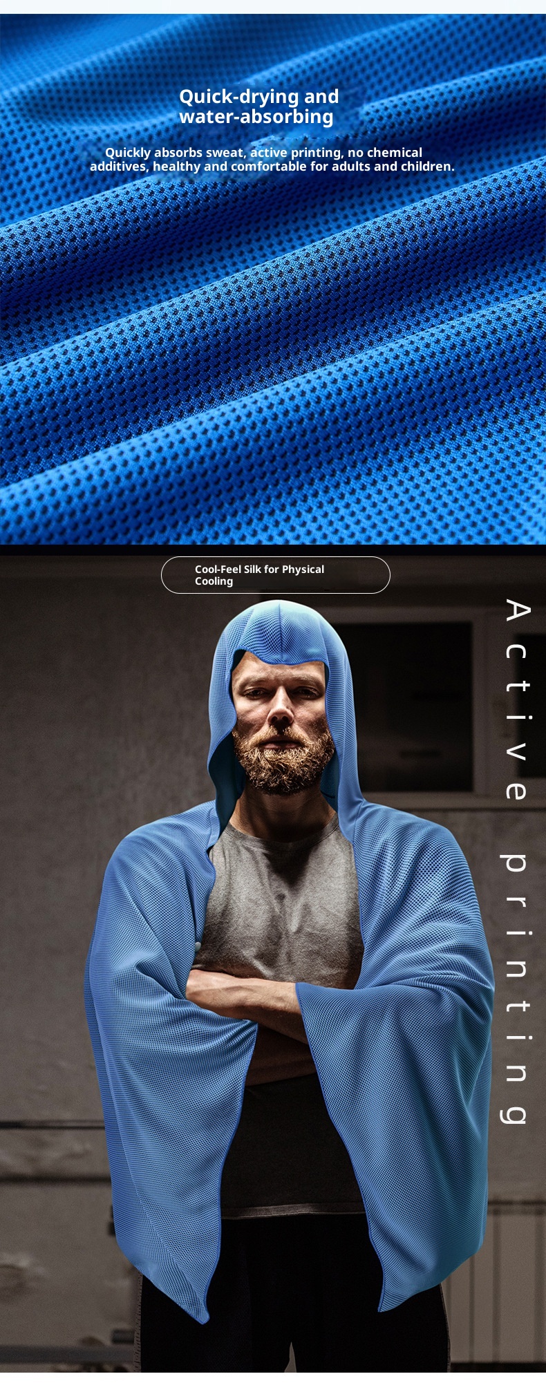 Lillian Large Sports Cooling Sun Protection Bath Towel Quick-Dry Absorbent Sunshade Shawl Hooded Beach Cloak_voghion.com