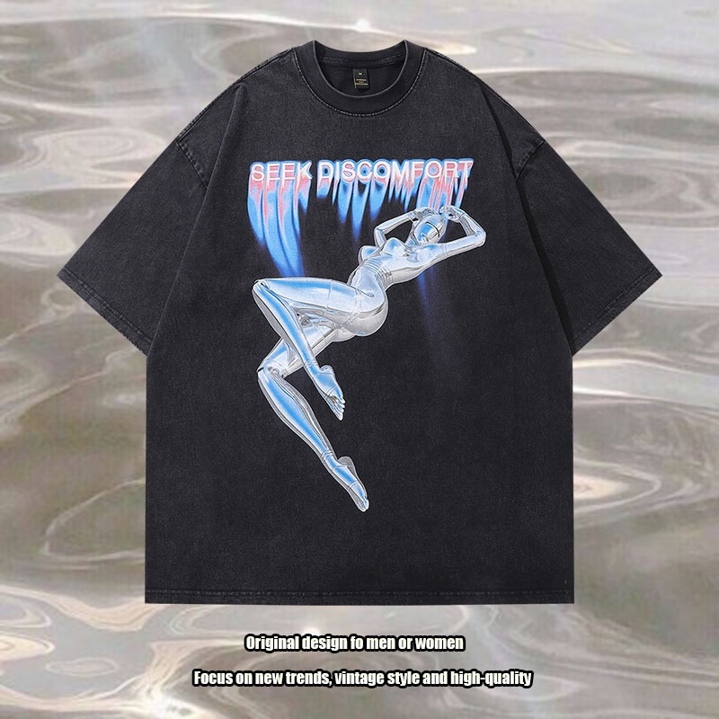 QFV507045555501<2 TKPA European And American High Street Vintage Retro Washed Distressed Rock Band Loose Fit Casual Short Sleeve T-Shirt_voghion.com