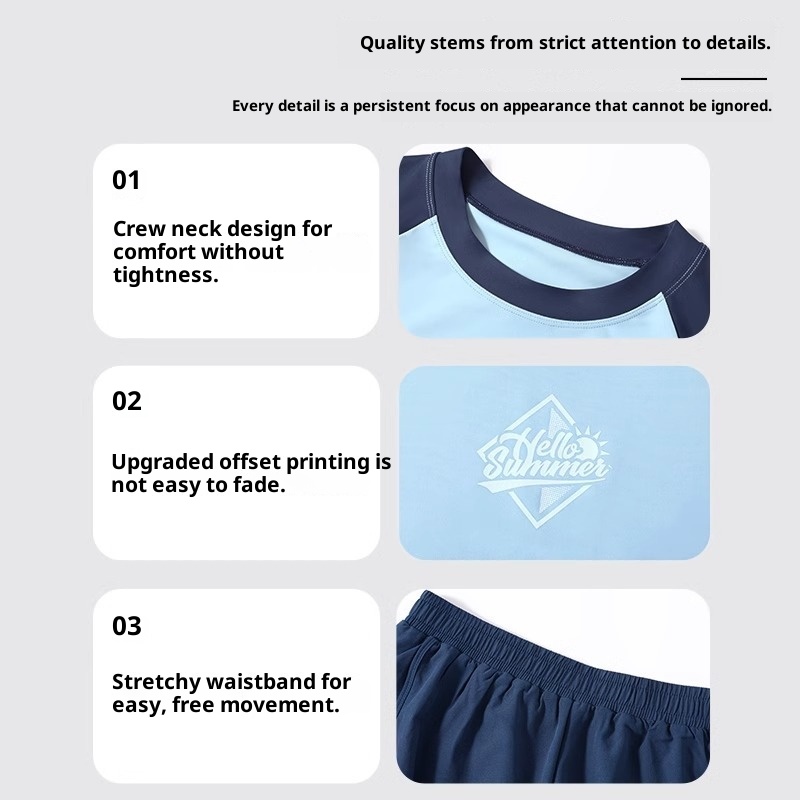 001 Swimwear Set New Adult Swimsuit Youth Double Layer Swim Trunks Anti-Embarrassment Men's Hot Spring Gear_voghion.com