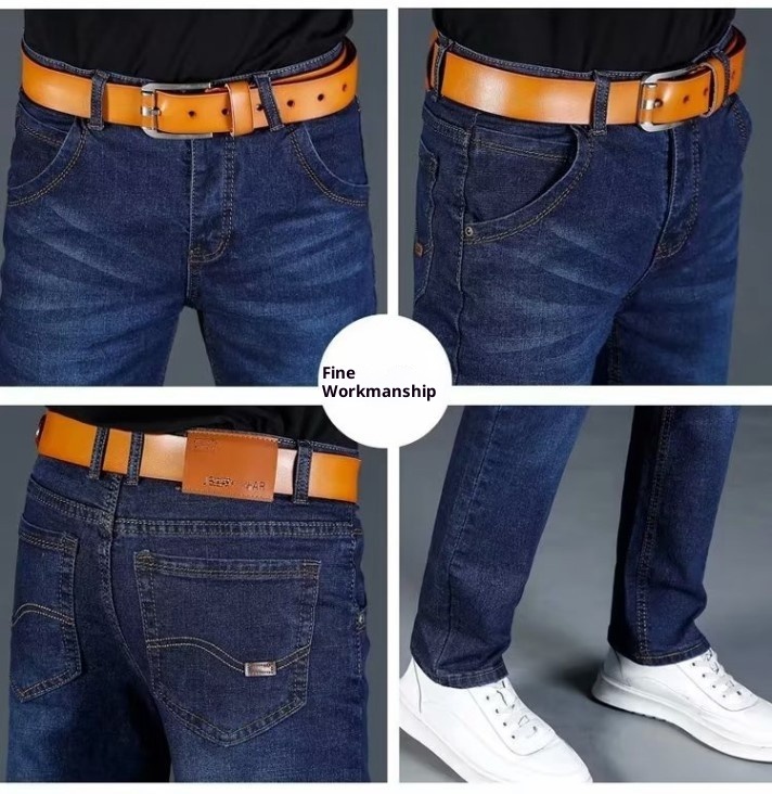 QFV507045555501<2 QFV507045555501<2 Autumn Jeans Fleece Lined Thickened Straight Loose Plus Size Workwear Warm Winter Outdoor Cold-Proof Men's_voghion.com