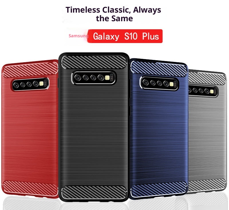 TechGlobe Custodia protettiva antiurto in fibra di carbonio spazzolata adatta per telefono Samsung S10 Plus_voghion.com