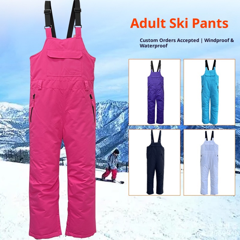 001 Kış Dış Mekan Rüzgar Geçirmez Sıcak Çocuk Yetişkin Kayak Pantolonu Çıkarılabilir Önlük_voghion.com