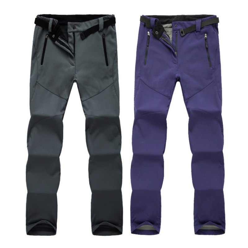 001 Men's Autumn Winter Waterproof Breathable Warm Ski Women Outdoor Thickened Couple Softshell Pants_voghion.com