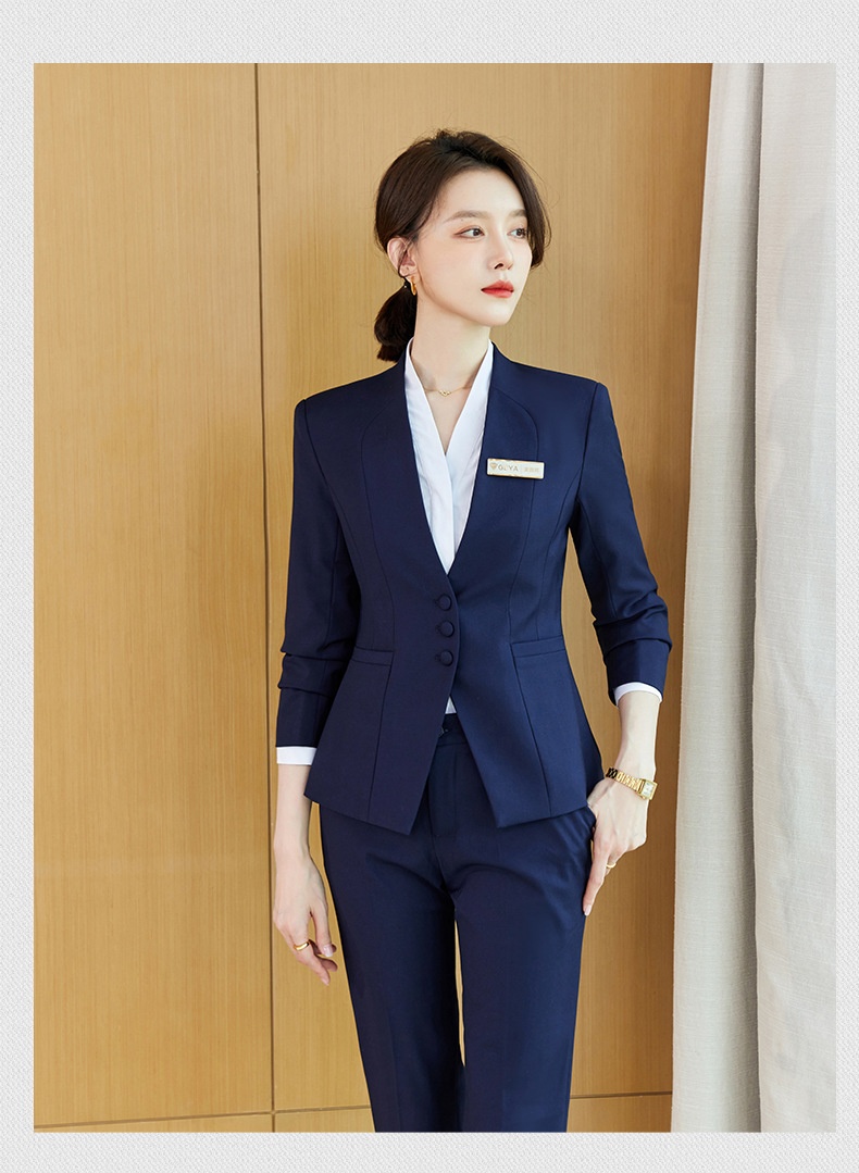 ChicShe Groothandel Herfst Nieuwe Professionele Werkkleding Schoonheidssalon Juwelierszaak Hotelmanager Werkuniform V-hals Blazer Pak_voghion.com