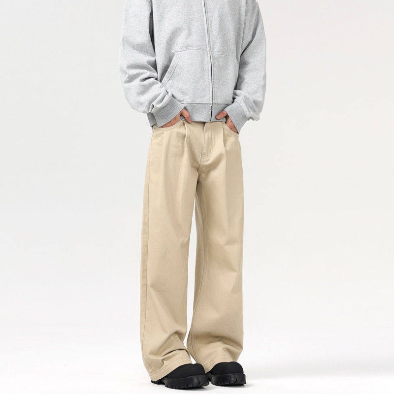 boy LKTM Men's Clothing#Japanese Retro Loose Straight Casual Men Cleanfit Simple Commuting Versatile Long Pants_voghion.com