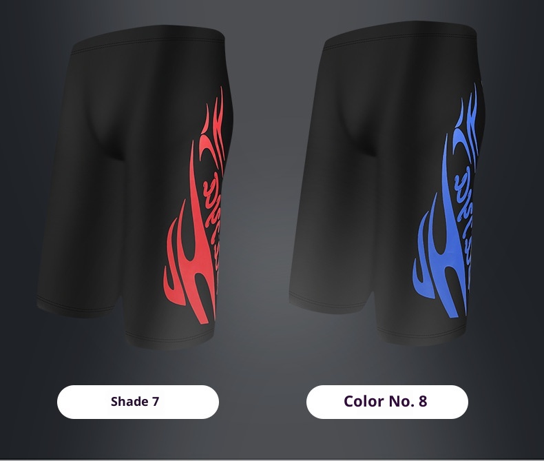 001 Mn's Swim Fashion Flam Print Larg Siz Fiv-Point Shorts Hot Spring Anti-Embarrassmnt Adult Swimming Trunks_voghion.com