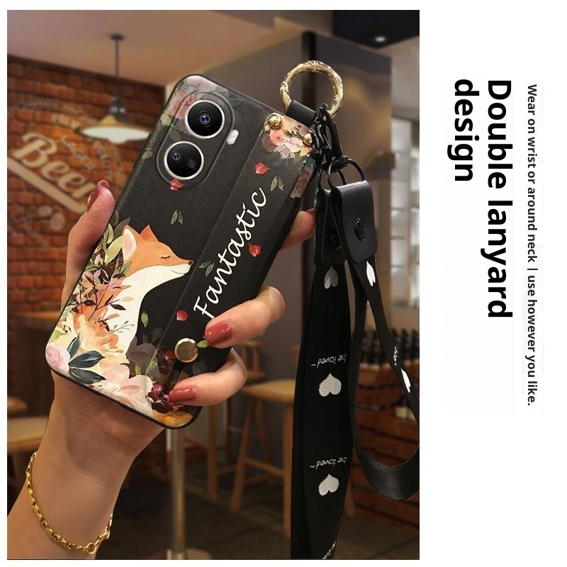 TechGlobe Compatible With IPhone Samsung Phone Case Oppo Floral Wrist Strap Texture Vivo Retro Trendy Xiaomi Shockproof Huawei_voghion.com