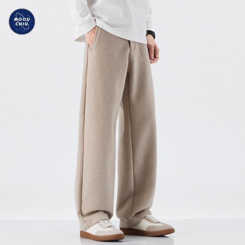 Boy Muqiu Kleidung | Herbst/Winter Neue amerikanische Retro-Wollhose für Herren, lockere, gerade geschnittene lange Hose, ideal für Pendler_voghion.com