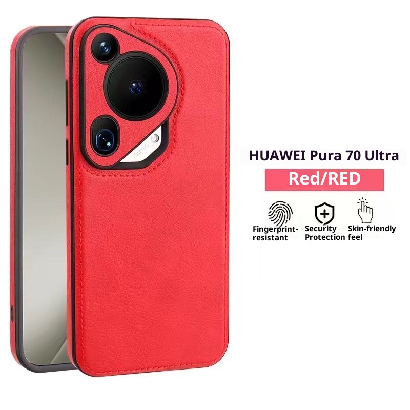 TechGlobe Premium Rote Stoßfeste Schlichte Handyhülle Passend für Huawei P70 Pro Business Herren Leder Mate70_voghion.com