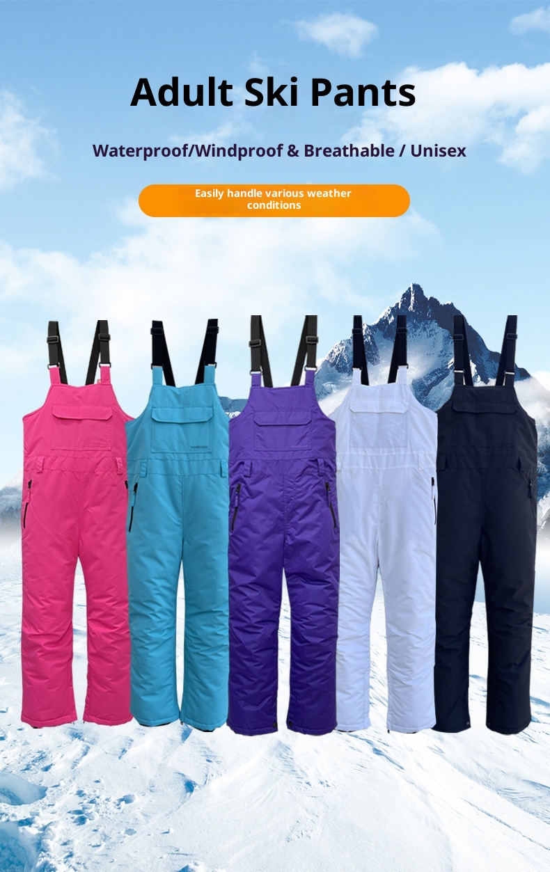 001 Yetişkin Çocuk Tulum Pantolon Erkek ve Kız Çocukları İçin, Kalınlaştırılmış, Sıcak, Su Geçirmez, Kar Ülkesi Beyaz Profesyonel Kayak Takımı_voghion.com