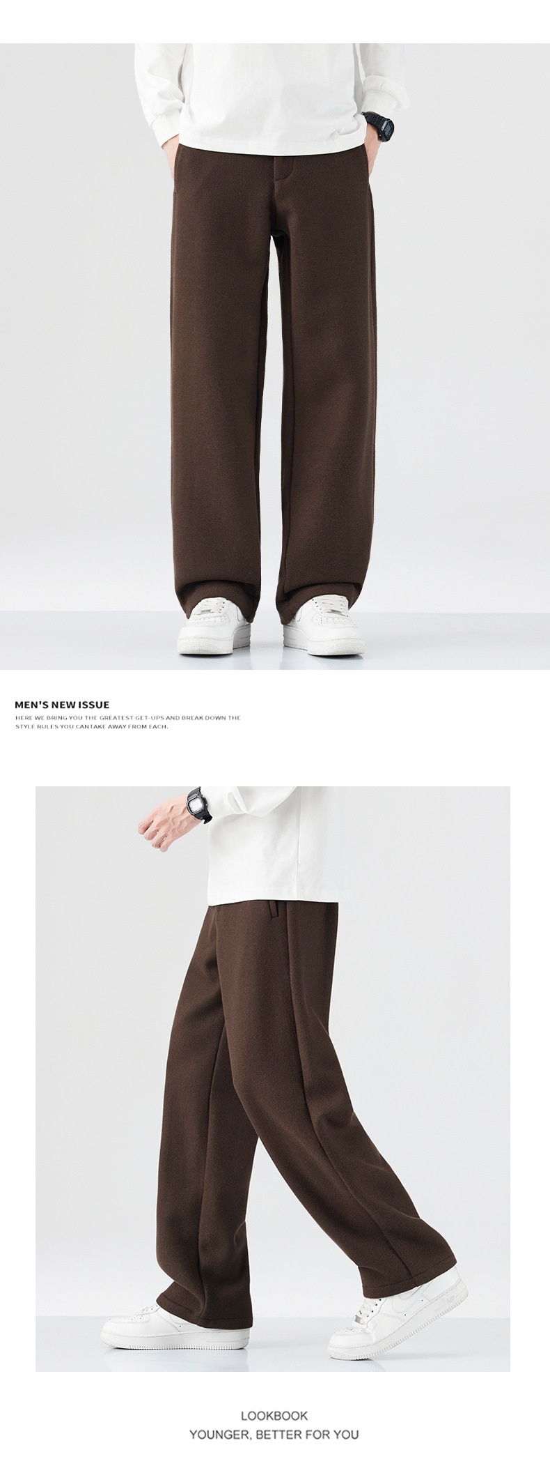 Boy Muqiu Kleidung | Herbst/Winter Neue amerikanische Retro-Wollhose für Herren, lockere, gerade geschnittene lange Hose, ideal für Pendler_voghion.com