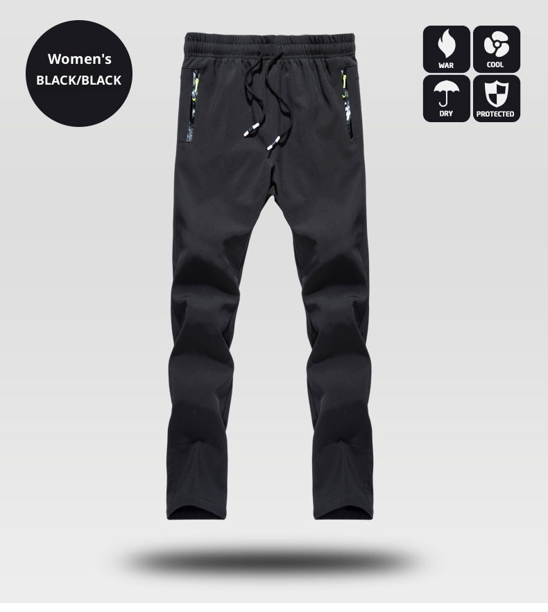 001 Outdoor Couple's Softshell Pants For Men Women, Autumn And Winter Fleece-Lined, Thickened, Waterproof, Windproof,_voghion.com