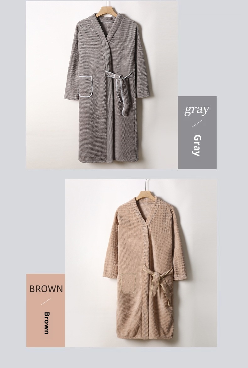 Gonna da bagno Lillian Towel, autunno inverno, unisex, in pile corallo, con maniche a griglia di ananas, extra lunga, spessa, ampia, accappatoio_voghion.com