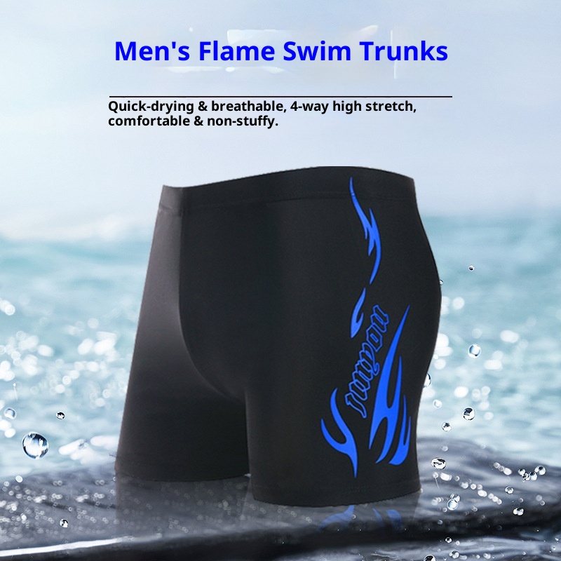 001 Men's Swimming Trunks Boxer Adult Loose Plus Size Fashion Set With Cap Swimwear Manufacturer Wholesale One Piece_voghion.com