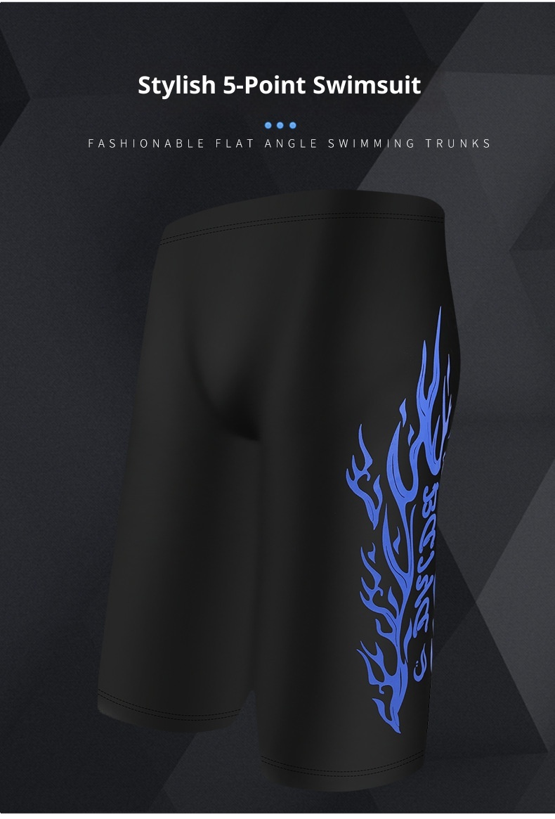 001 Mn's Swim Fashion Flam Print Larg Siz Fiv-Point Shorts Hot Spring Anti-Embarrassmnt Adult Swimming Trunks_voghion.com