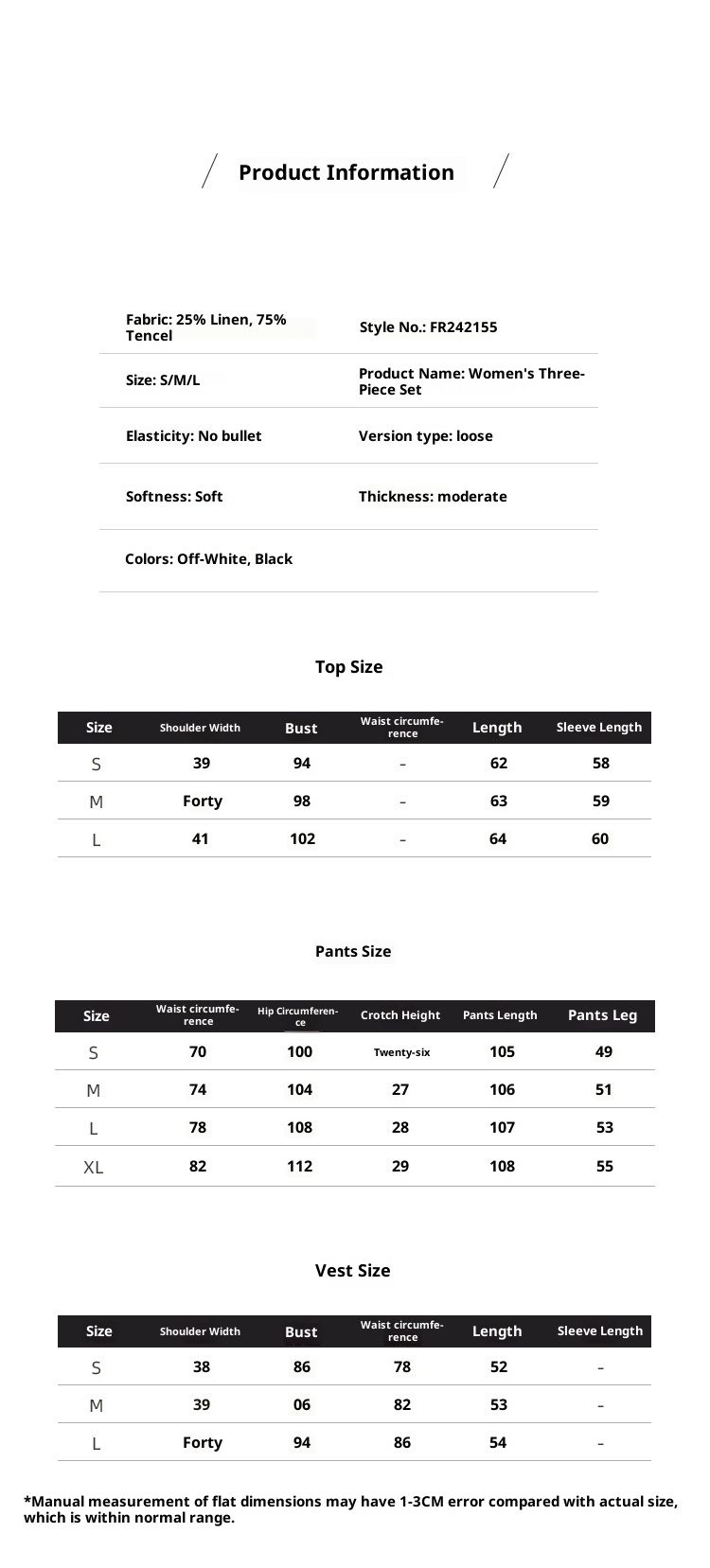 ChicShe Linen Small For Women One Button Three Piece Set Vest Professional Suit Straight Wide Leg Pants 24 Autumn New Style_voghion.com