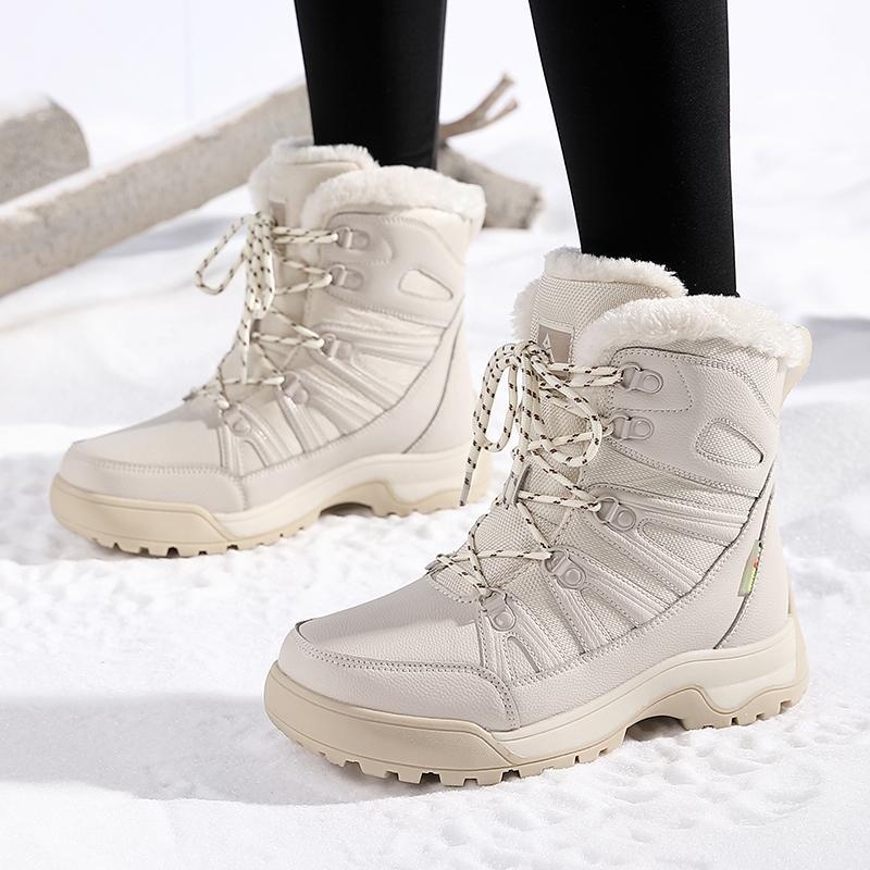 Bottes de neige ActiveGo pour hommes, doublées en polaire, chaudes et en coton, coupe-vent, à lacets, résistantes à l'usure, pour l'extérieur._voghion.com
