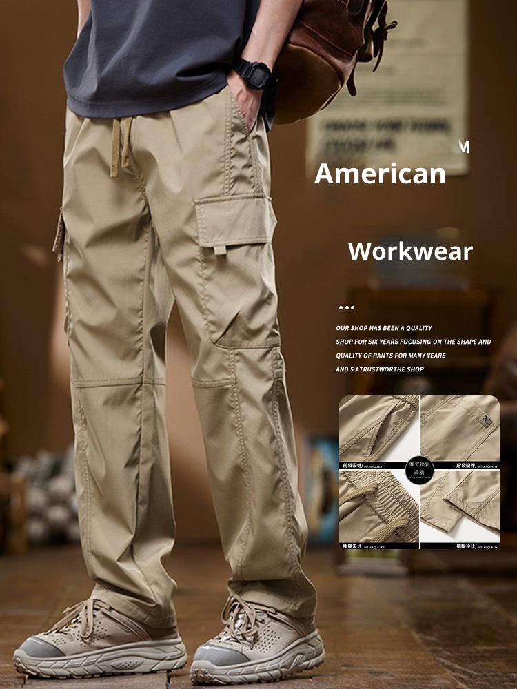 Pantalón cargo retro americano para hombre, estilo urbano, de moda, largo, casual, de marca, primavera/otoño._voghion.com