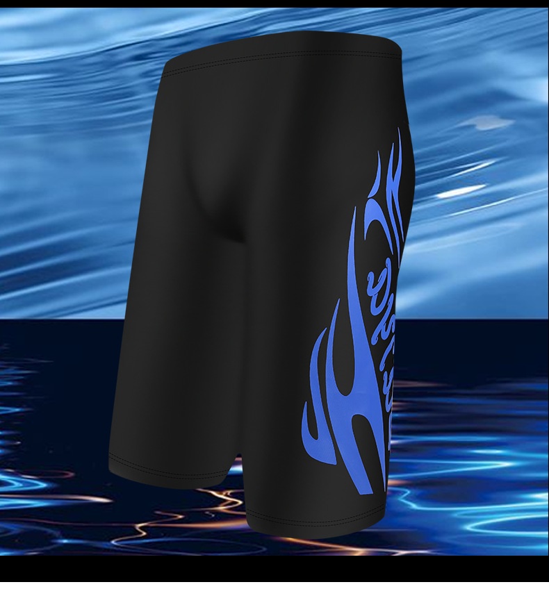 001 Mn's Swim Fashion Flam Print Larg Siz Fiv-Point Shorts Hot Spring Anti-Embarrassmnt Adult Swimming Trunks_voghion.com