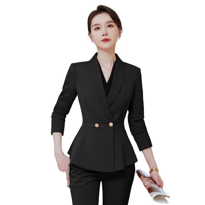ChicShe roter Hosenanzug für Damen, Herbstmode, elegant, formell, hochwertig, professionelle Kleidung, Blazer für Empfangsleiterinnen, Arbeitskleidung_voghion.com
