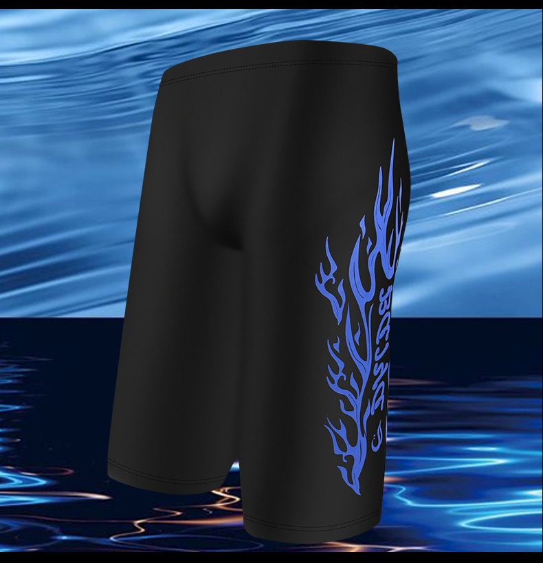 001 Mn's Swim Fashion Flam Print Larg Siz Fiv-Point Shorts Hot Spring Anti-Embarrassmnt Adult Swimming Trunks_voghion.com