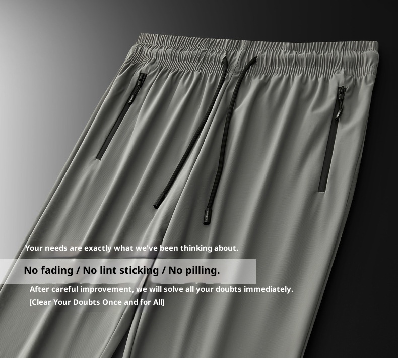 Pantaloni sportivi elastici da uomo, pantaloni estivi sottili in seta ghiacciata di grandi dimensioni, pantaloni lunghi dritti casual traspiranti ad asciugatura rapida per uomo_voghion.com