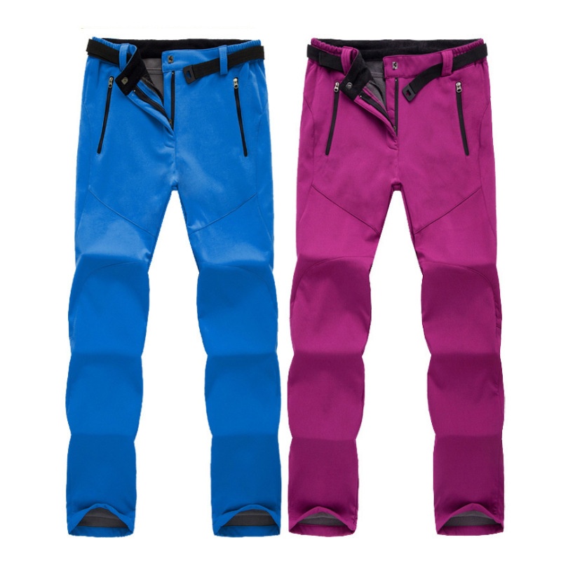 001 Men's Autumn Winter Waterproof Breathable Warm Ski Women Outdoor Thickened Couple Softshell Pants_voghion.com