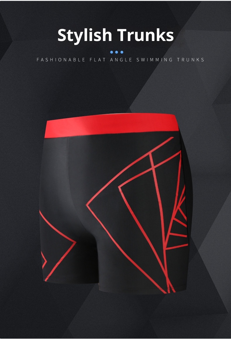 001 Fashion Men's Trunks Color Block Polyester Comfortable Breathable Quick-Dry Anti-Embarrassment Beach Adult Boxer Swim_voghion.com