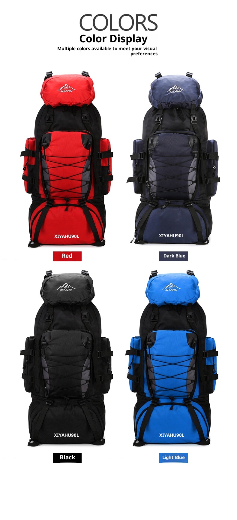 ActiveGo New Outdoor 90L Large Capacity Mountaineering Lightweight Waterproof Backpack Men's Casual Hiking Travel Camping Bag_voghion.com